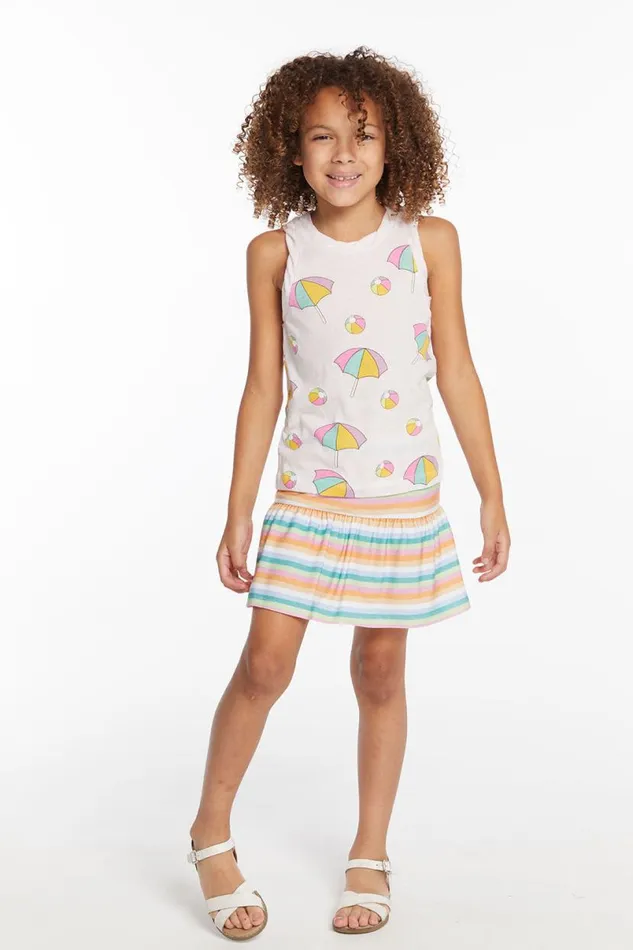 Kids Girls Chaser Brand Beach Balls and Umbrellas Girls Tank Top