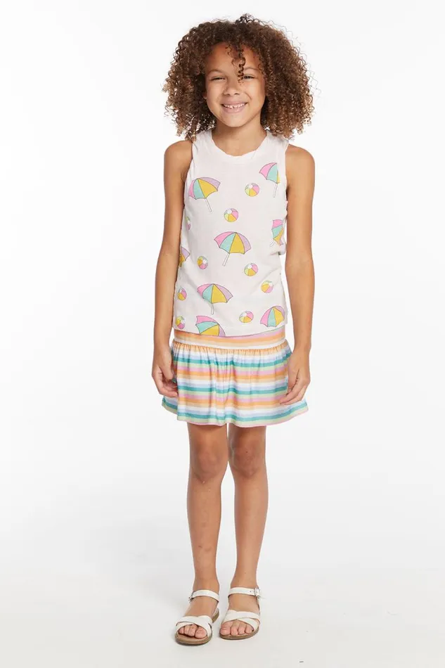 Kids Girls Chaser Brand Beach Balls and Umbrellas Girls Tank Top