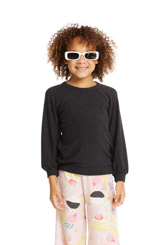 Kids Girls Chaser Brand Blouson Sleeve Licorice Raglan Pullover