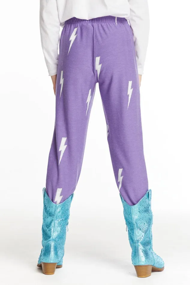 Kids Girls Chaser Brand Glitter Bolt Girls Love Knit Pants