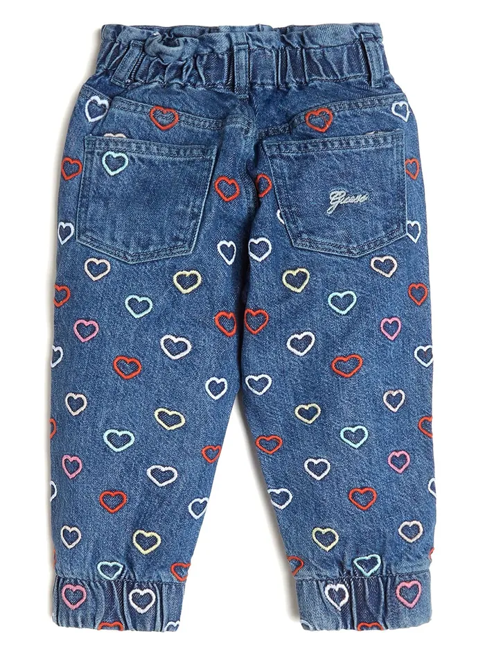Kids Little Girl GUESS Multicolour Heart Embroidered Denim Pants 27 Kids Little Girl GUESS Multicolour Heart Embroidered Denim Pants 27