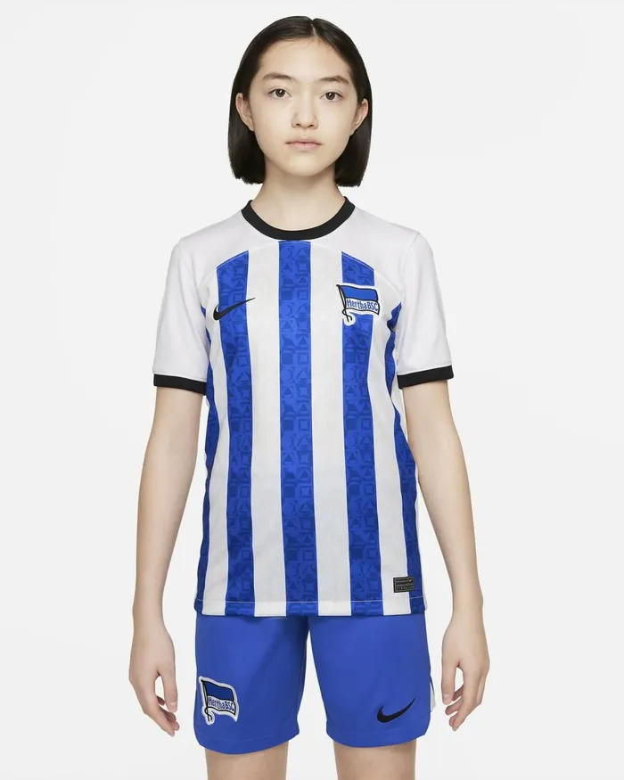 Kids Nike All Clothing Hertha BSC 202223 Stadium Home Whitehyper Royalsport Royalblack