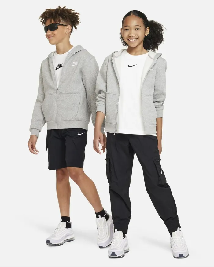 Kids Nike Hoodies And Sweatshirts Sportswear Club Fleece Dark Grey Heatherbase Greywhite