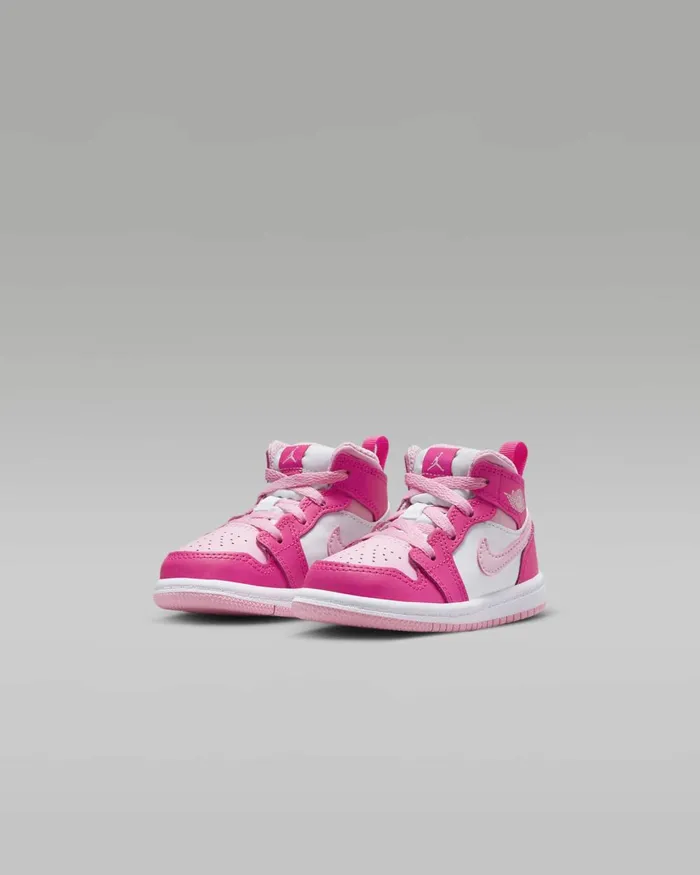Kids Nike Jordan Jordan 1 Mid Whitefierce Pinkmedium Soft Pink