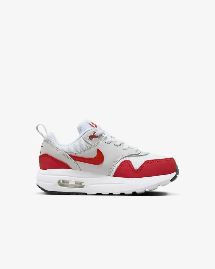 Kids Nike Younger Kids 3 8211 7 Years Air Max 1 EasyOn Neutral Greywhiteblackuniversity Red