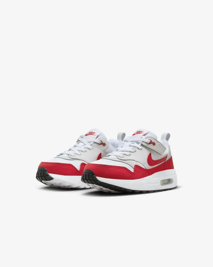 Kids Nike Younger Kids 3 8211 7 Years Air Max 1 EasyOn Neutral Greywhiteblackuniversity Red