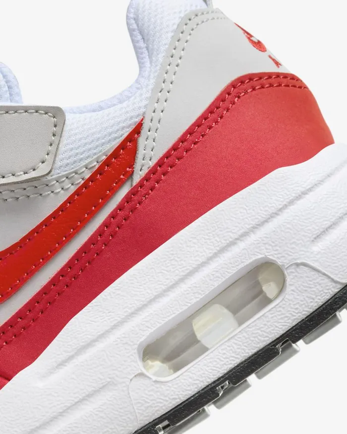 Kids Nike Younger Kids 3 8211 7 Years Air Max 1 EasyOn Neutral Greywhiteblackuniversity Red