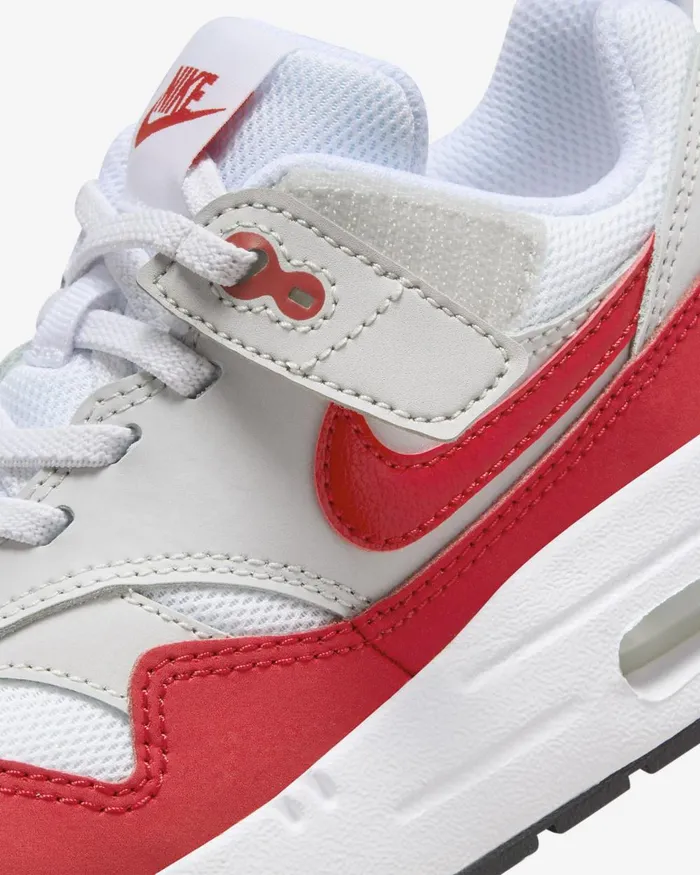 Kids Nike Younger Kids 3 8211 7 Years Air Max 1 EasyOn Neutral Greywhiteblackuniversity Red