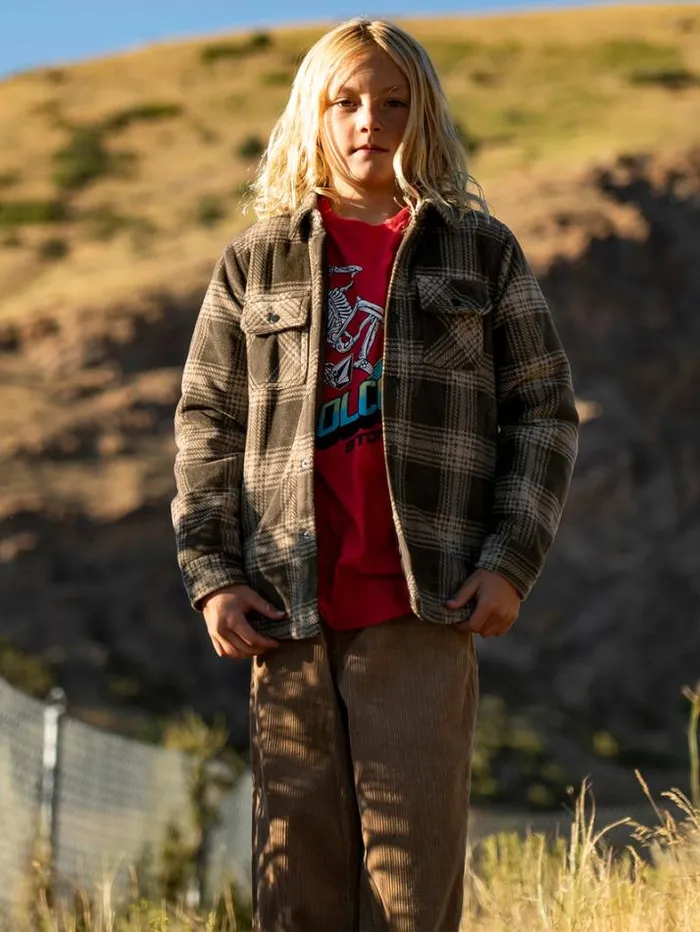 Kids Shirts and Flannels Volcom Big Boys Bowered Fleece Flannel 8211 Wren