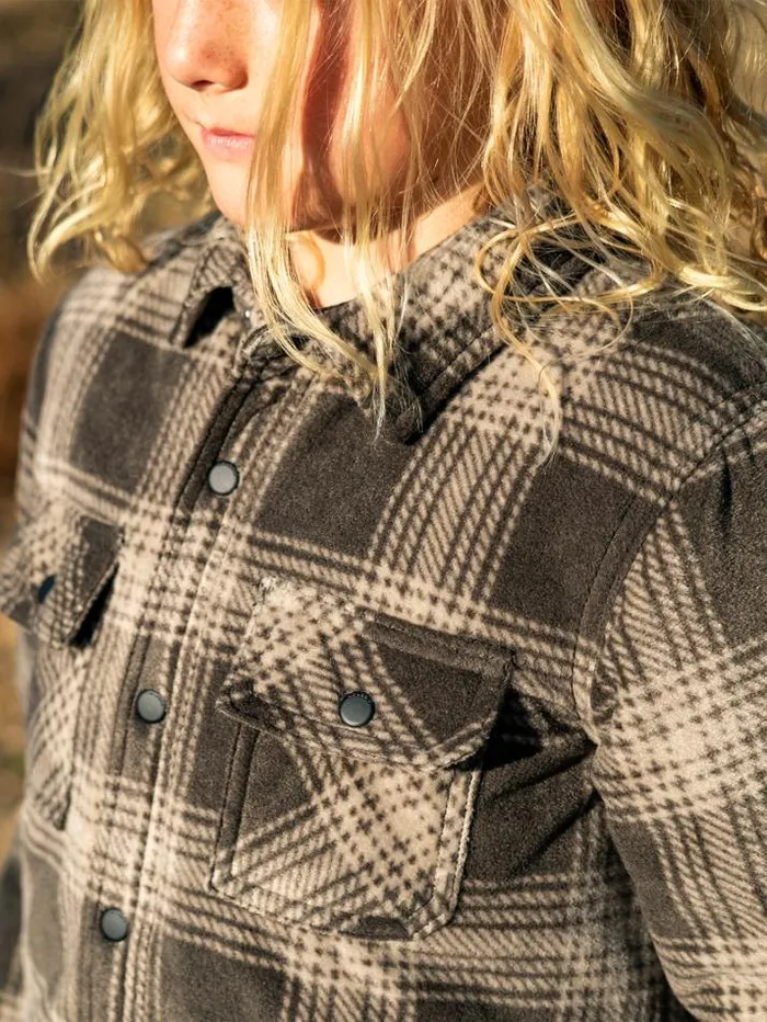 Kids Shirts and Flannels Volcom Big Boys Bowered Fleece Flannel 8211 Wren