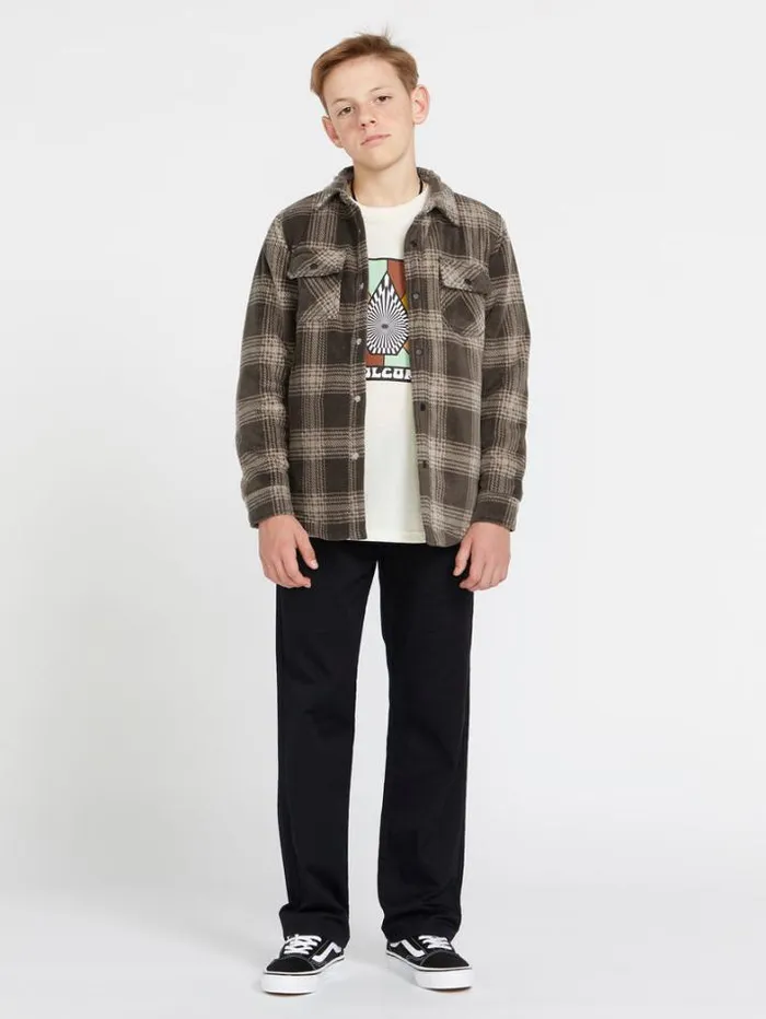 Kids Shirts and Flannels Volcom Big Boys Bowered Fleece Flannel 8211 Wren