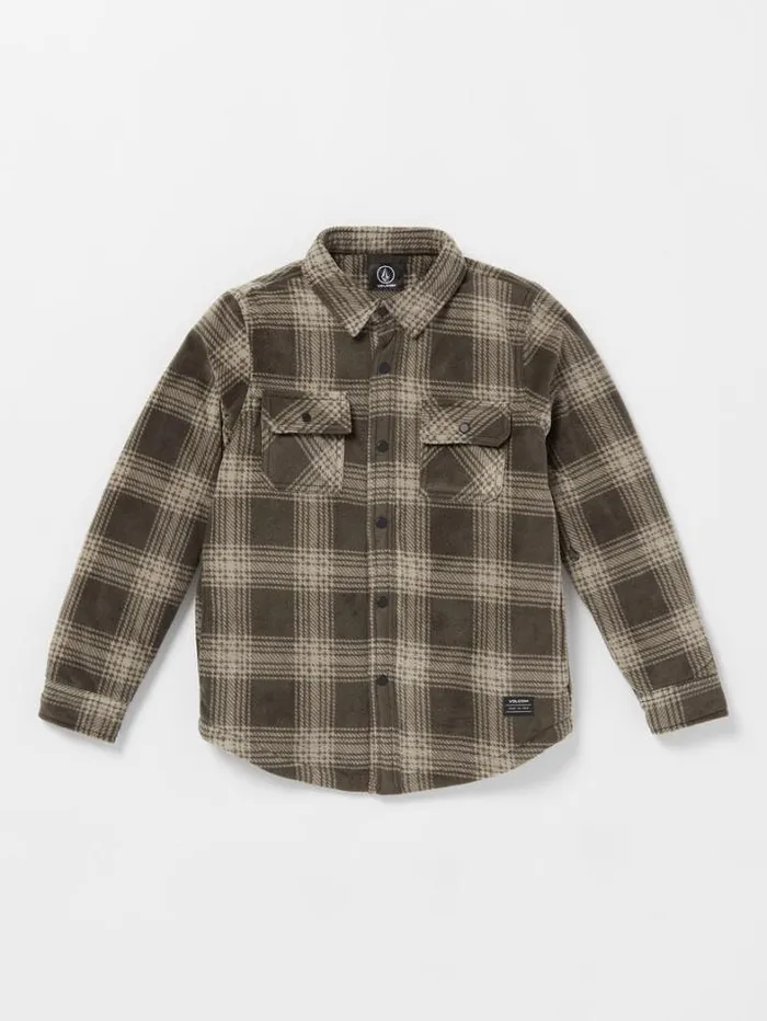 Kids Shirts and Flannels Volcom Big Boys Bowered Fleece Flannel 8211 Wren