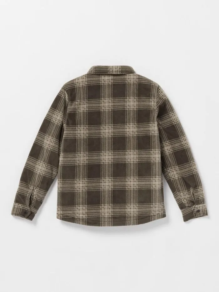 Kids Shirts and Flannels Volcom Big Boys Bowered Fleece Flannel 8211 Wren