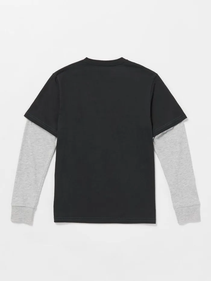 Kids Shirts and Flannels Volcom Big Boys Ranso Twofer Long Sleeve Shirt 8211 Black
