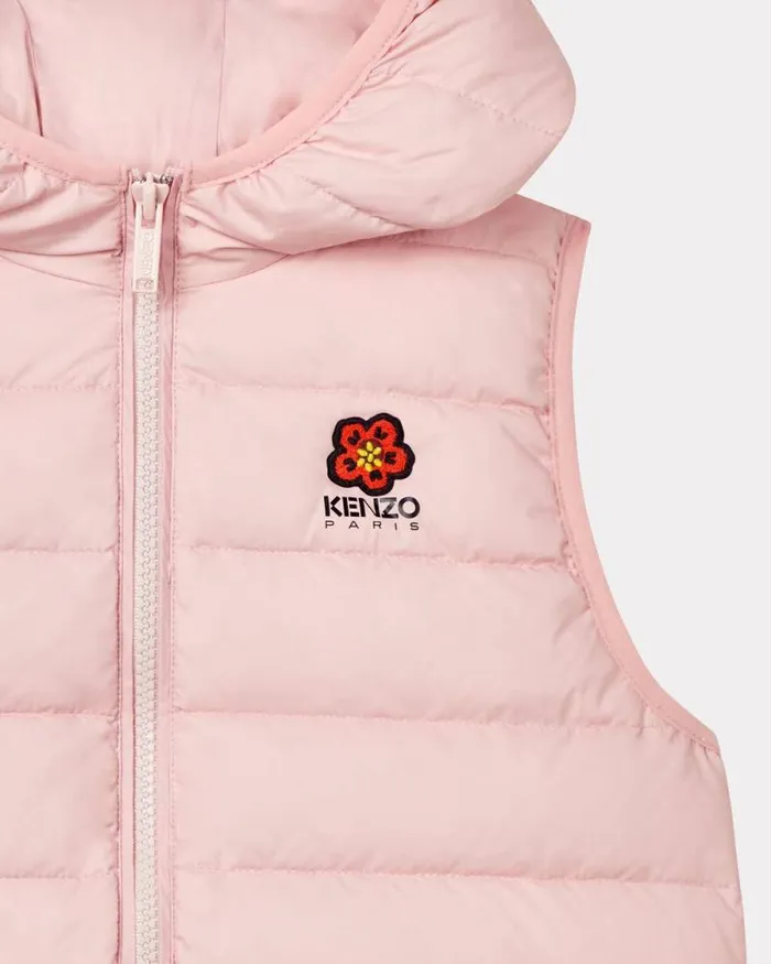 Kids Sleeveless Embroidered Puffer Jacket Pastel Pink Kenzo Jackets And Coats