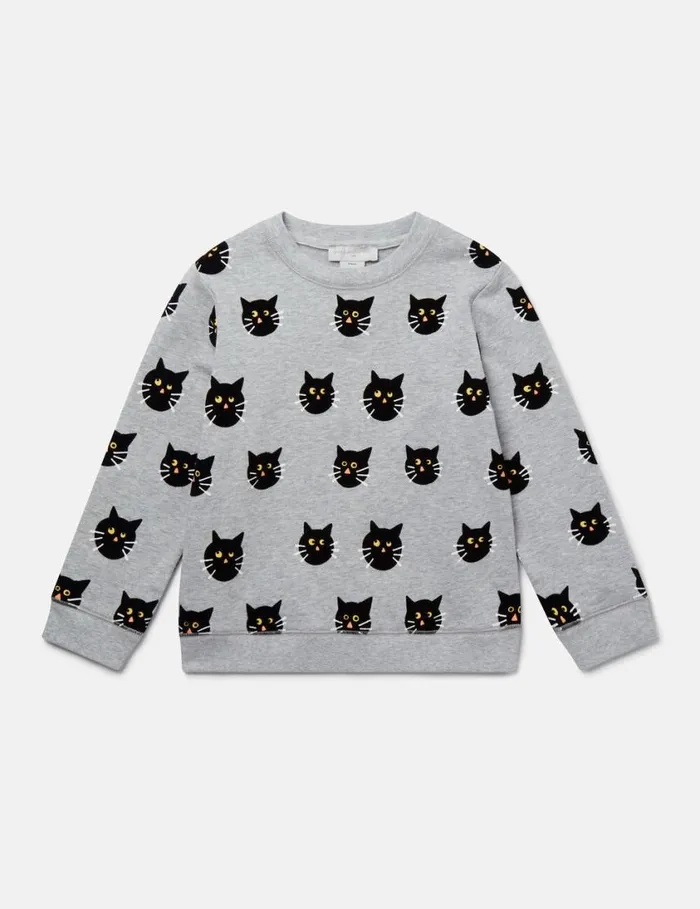 Kids Spooky Cat Pattern Sweatshirt Grey Stella McCartney Sweaters and Cardigans