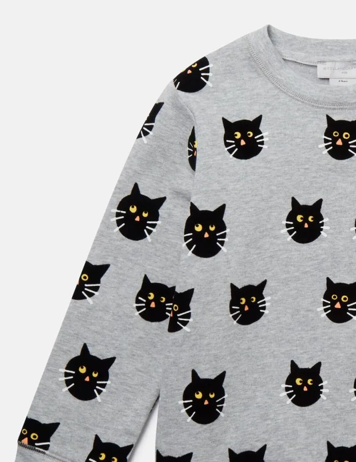 Kids Spooky Cat Pattern Sweatshirt Grey Stella McCartney Sweaters and Cardigans Kids Spooky Cat Pattern Sweatshirt Grey Stella McCartney Sweaters and Cardigans