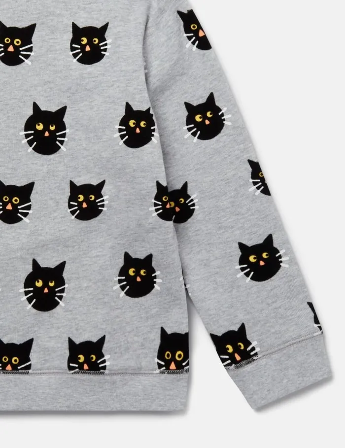 Kids Spooky Cat Pattern Sweatshirt Grey Stella McCartney Sweaters and Cardigans Kids Spooky Cat Pattern Sweatshirt Grey Stella McCartney Sweaters and Cardigans