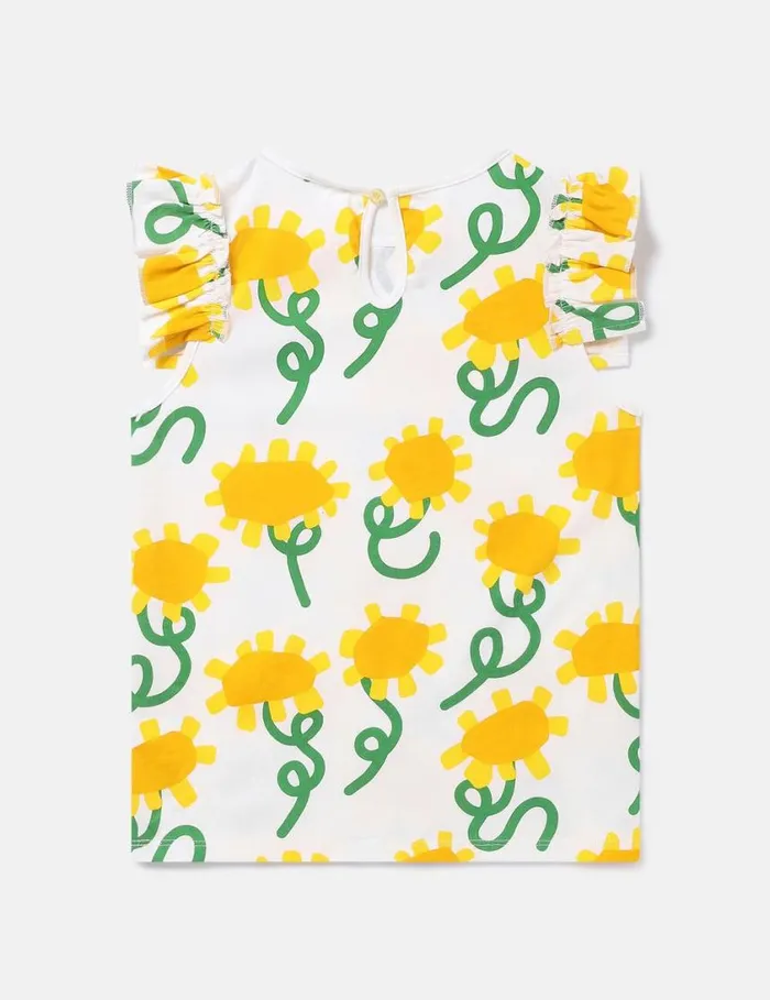 Kids Sunflower Print Sleeveless Top Ivory Multicolour Stella McCartney TShirts And Tops Kids Sunflower Print Sleeveless Top Ivory Multicolour Stella McCartney TShirts And Tops