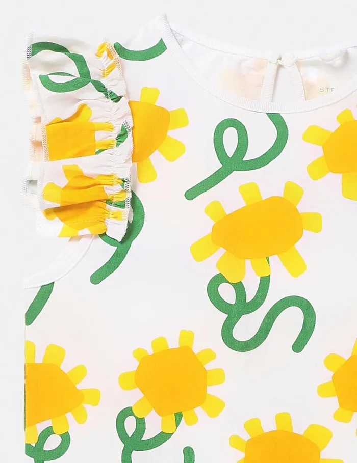 Kids Sunflower Print Sleeveless Top Ivory Multicolour Stella McCartney TShirts And Tops Kids Sunflower Print Sleeveless Top Ivory Multicolour Stella McCartney TShirts And Tops