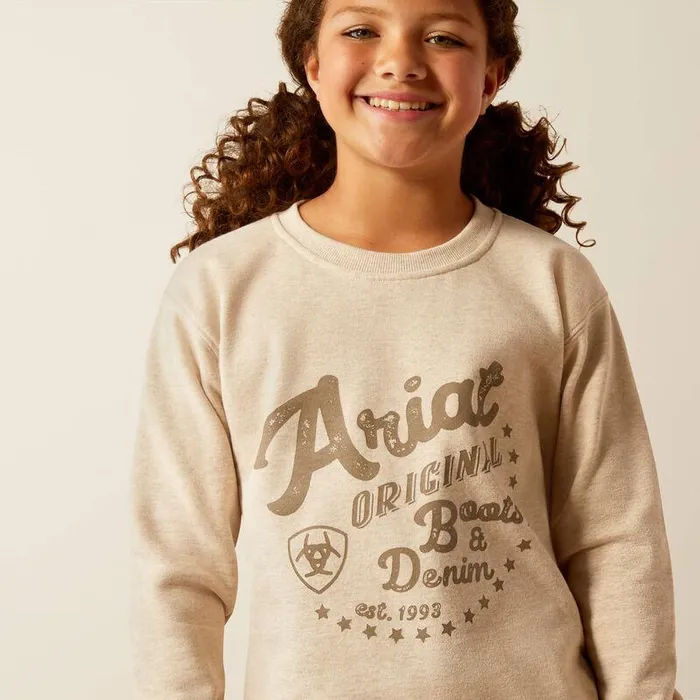 Kids Sweatshirts and Hoodies Ariat Ariat Original Sweatshirt Oatmeal Heather Kids Sweatshirts and Hoodies Ariat Ariat Original Sweatshirt Oatmeal Heather