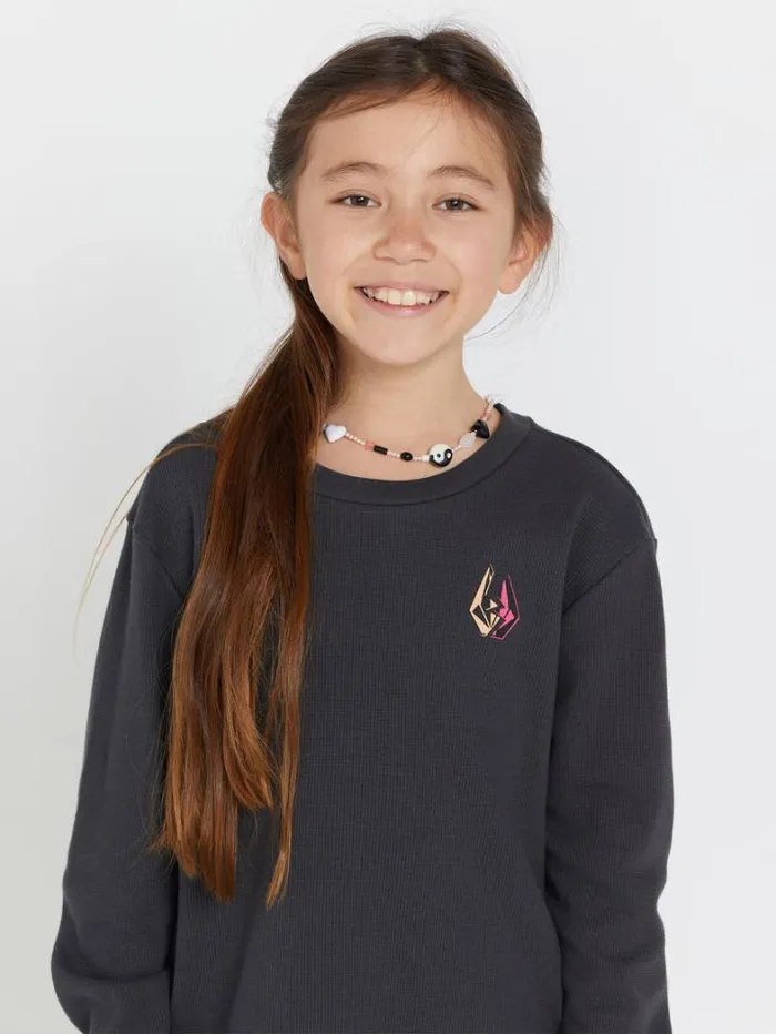 Kids TShirts and Tanks Volcom Girls Thermality Long Sleeve Shirt 8211 Vintage Black