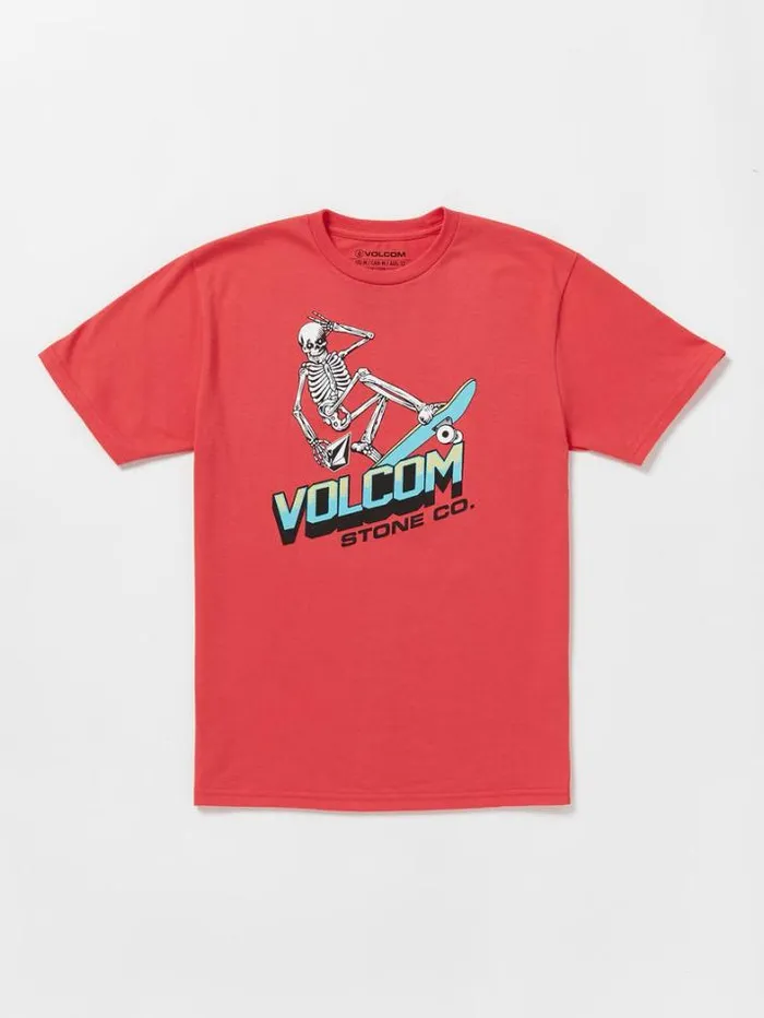 Kids TShirts and Tanks Volcom Little Boys Bone Slide Short Sleeve Tee 8211 Flash Red