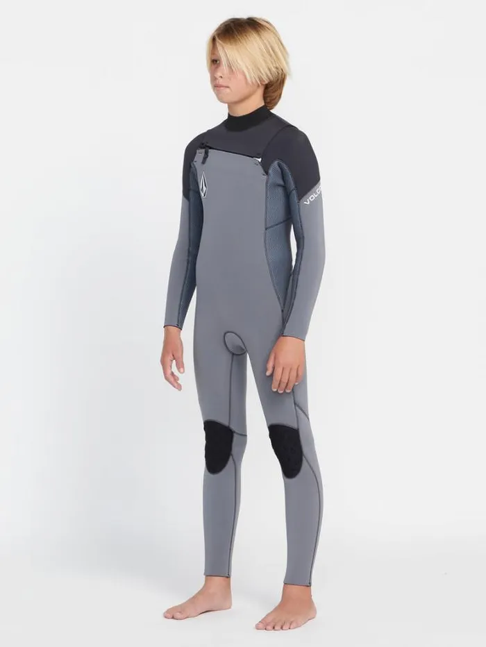 Kids Wetsuits Volcom Big Boys Modulator 32mm Chest Zip Long Sleeve Fullsuit 8211 Charcoal
