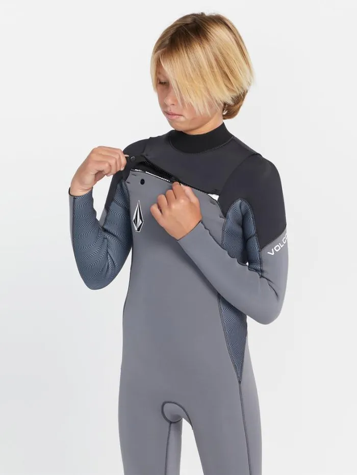 Kids Wetsuits Volcom Big Boys Modulator 32mm Chest Zip Long Sleeve Fullsuit 8211 Charcoal