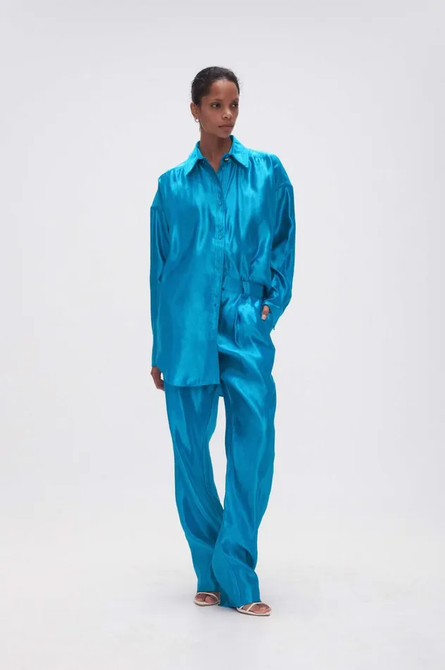 Kingsford Shirt Azure Blue Women Aje Tops