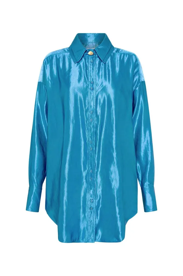 Kingsford Shirt Azure Blue Women Aje Tops