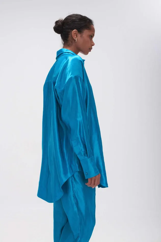 Kingsford Shirt Azure Blue Women Aje Tops