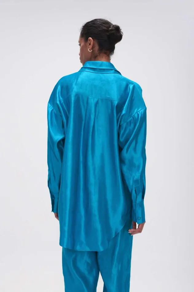 Kingsford Shirt Azure Blue Women Aje Tops