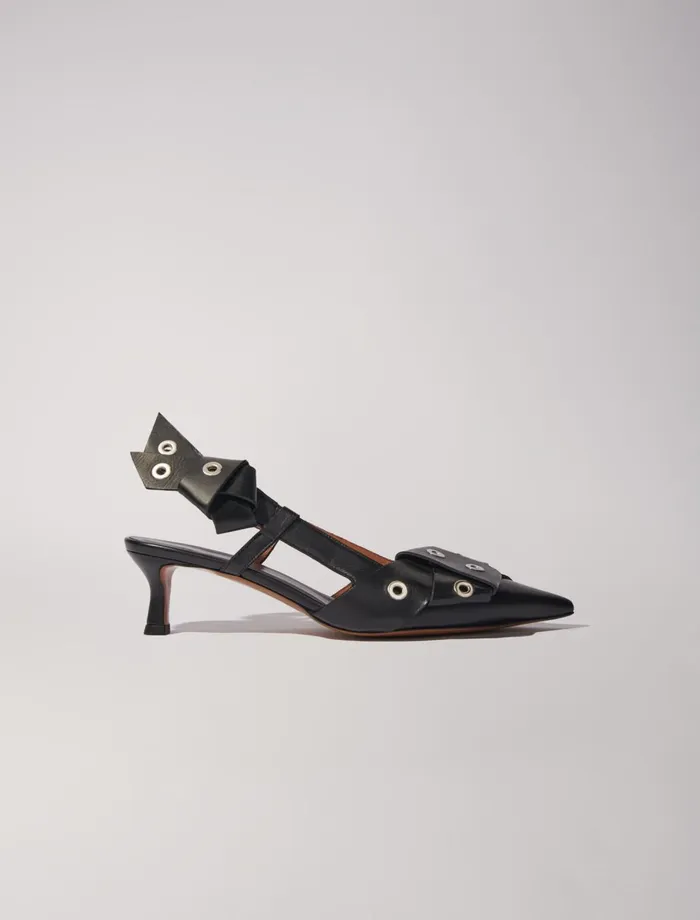 Kitten Heels Women Maje Pointed Pumps With Bow Detail Black