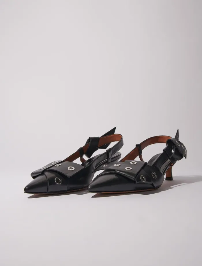 Kitten Heels Women Maje Pointed Pumps With Bow Detail Black