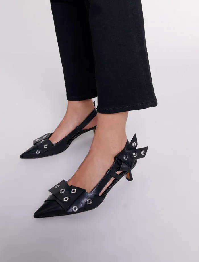 Kitten Heels Women Maje Pointed Pumps With Bow Detail Black