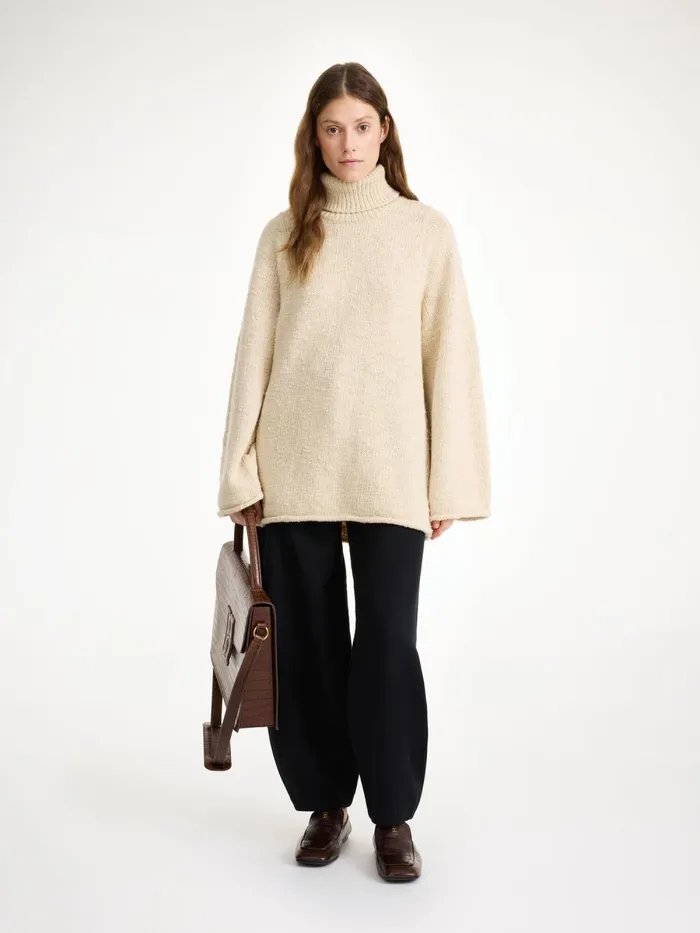 Knitwear Women By Malene Birger Charice Wool Sweater Oyster Gray
