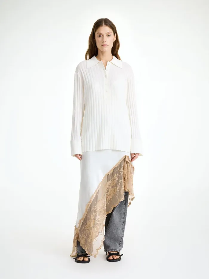 Knitwear Women By Malene Birger Delphine Merino Wool Sweater Soft White