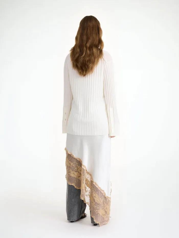 Knitwear Women By Malene Birger Delphine Merino Wool Sweater Soft White Knitwear Women By Malene Birger Delphine Merino Wool Sweater Soft White