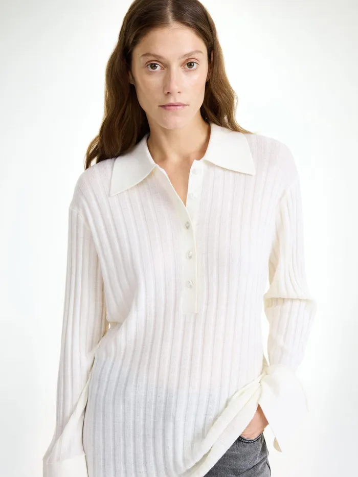 Knitwear Women By Malene Birger Delphine Merino Wool Sweater Soft White Knitwear Women By Malene Birger Delphine Merino Wool Sweater Soft White