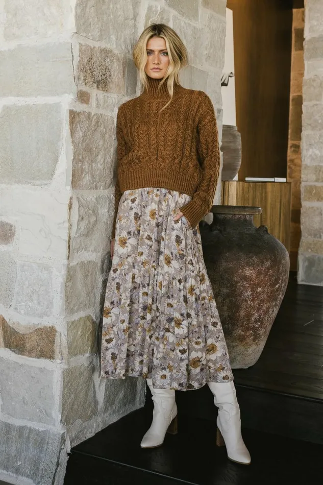 Kristina Floral Skirt In Taupe Taupe Women Bohme Skirts