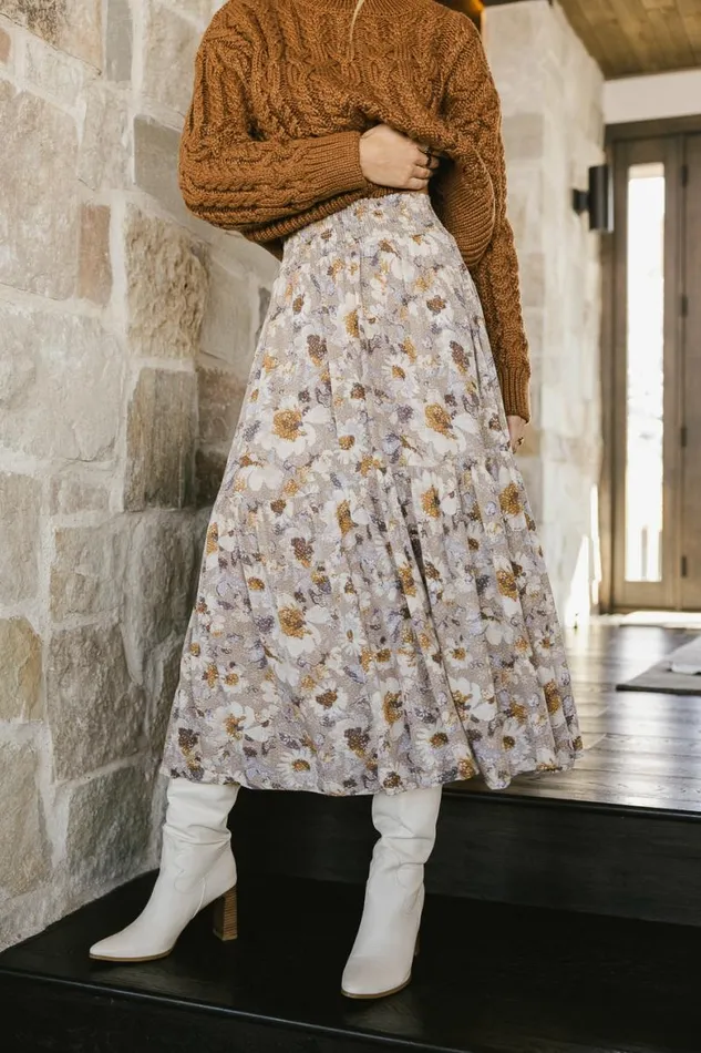 Kristina Floral Skirt In Taupe Taupe Women Bohme Skirts