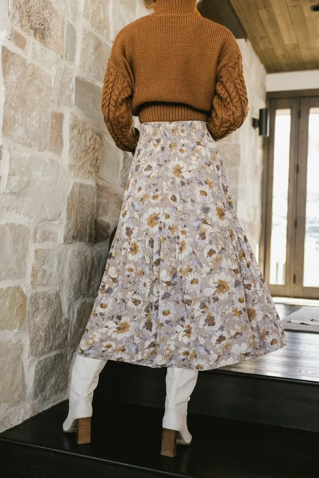 Kristina Floral Skirt In Taupe Taupe Women Bohme Skirts