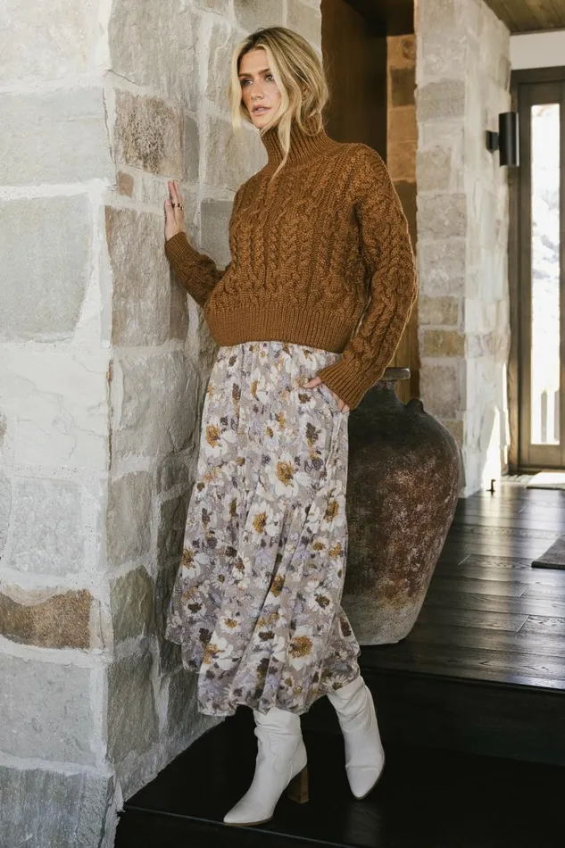 Kristina Floral Skirt In Taupe Taupe Women Bohme Skirts