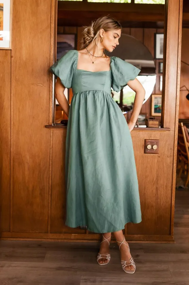 Kylie Midi Dress In Sage Sage Women Bohme Dresses