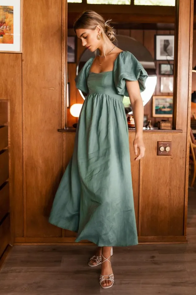 Kylie Midi Dress In Sage Sage Women Bohme Dresses