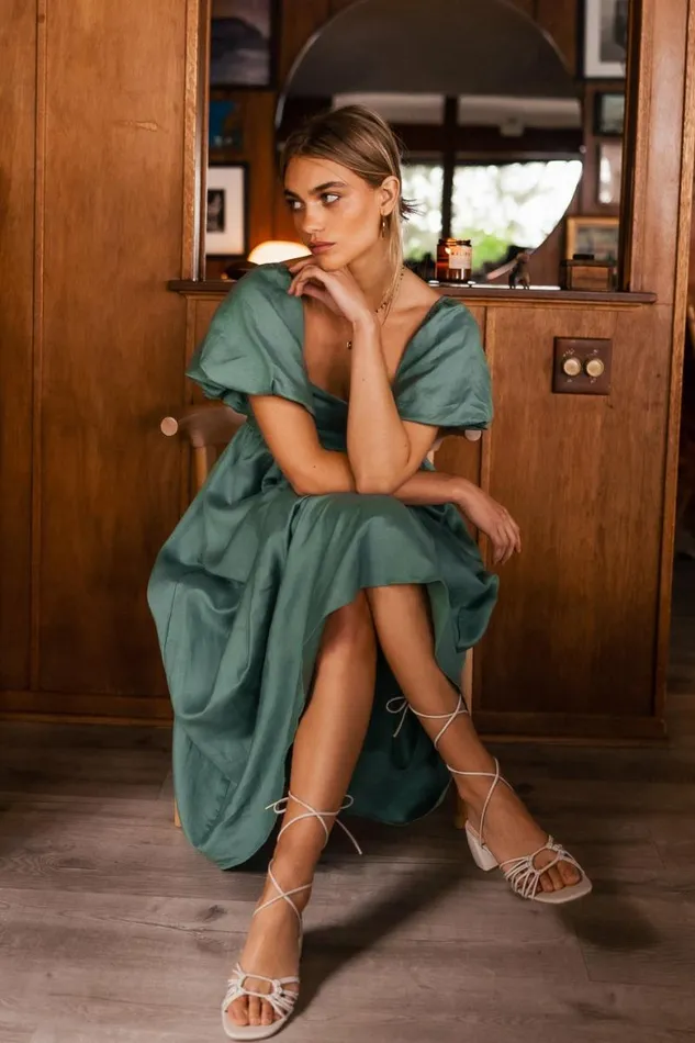 Kylie Midi Dress In Sage Sage Women Bohme Dresses