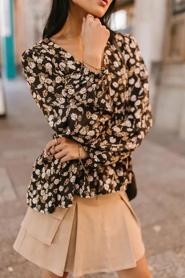 Kylin Floral Blouse Black Women Bohme Tops