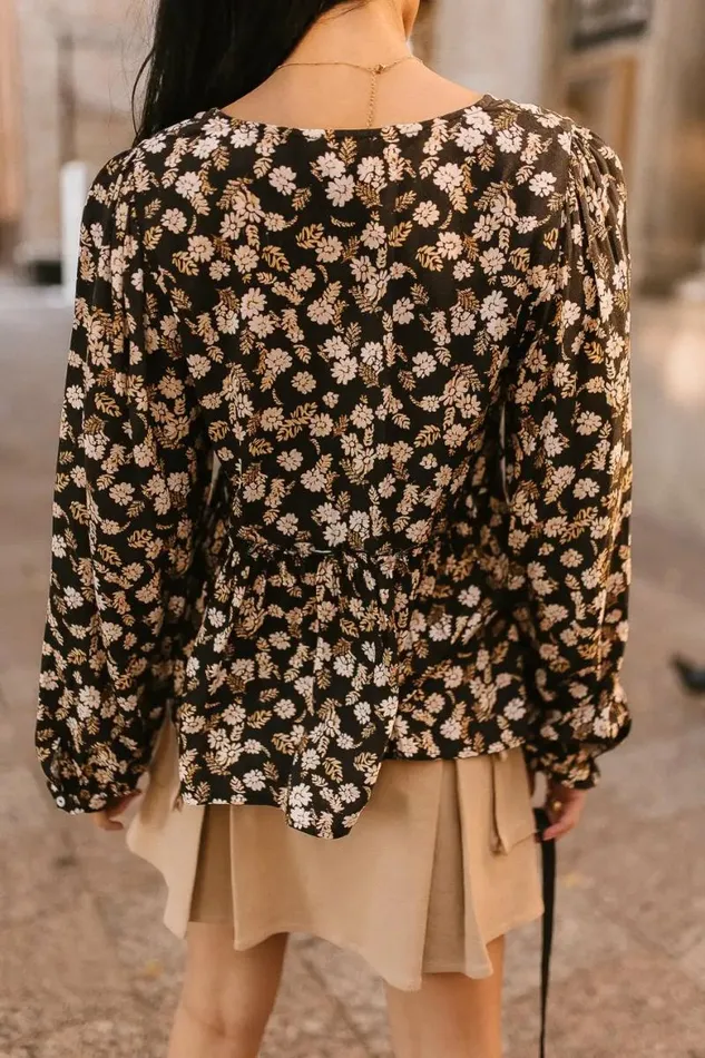 Kylin Floral Blouse Black Women Bohme Tops