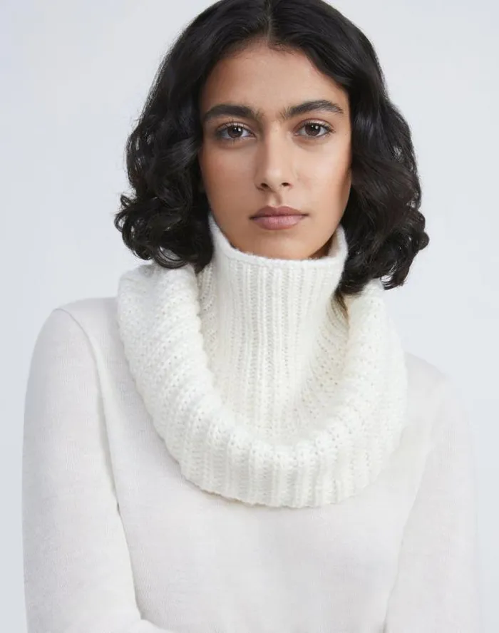 Lafayette 148 New York CashmereSilk Chainette Fisherman Rib Snood Cloud Accessories Winter Accessories